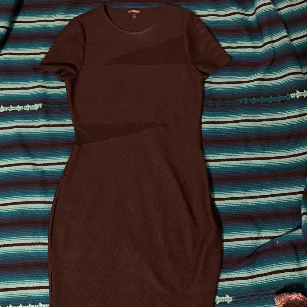 Women’s Black dress with sheer cut outs.